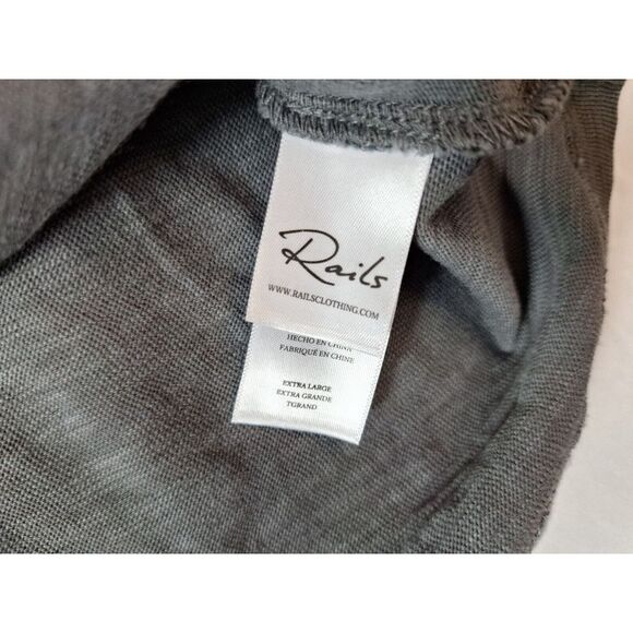 RAILS Skhi Henley Shirt Mens Sz XL Washed Black Stretch Long Sleeve Cotton - Picture 5 of 8